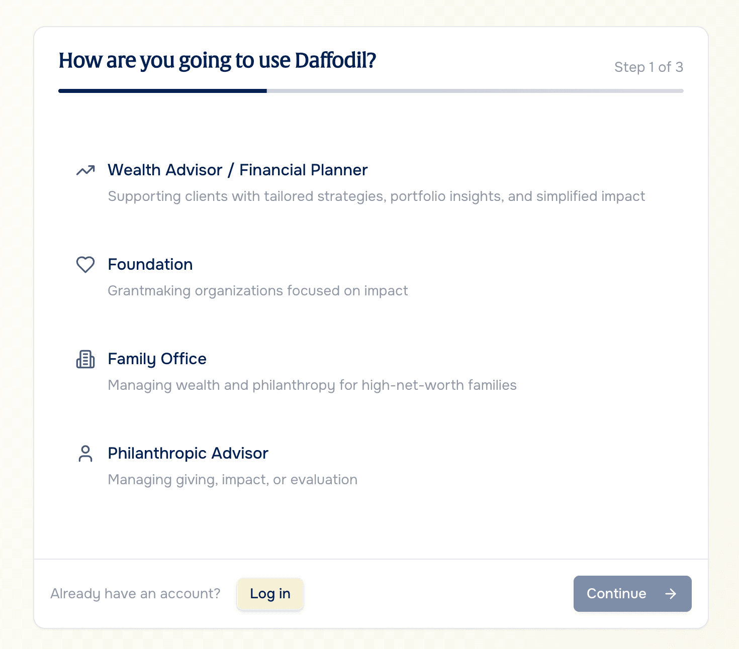 Quick account setup process