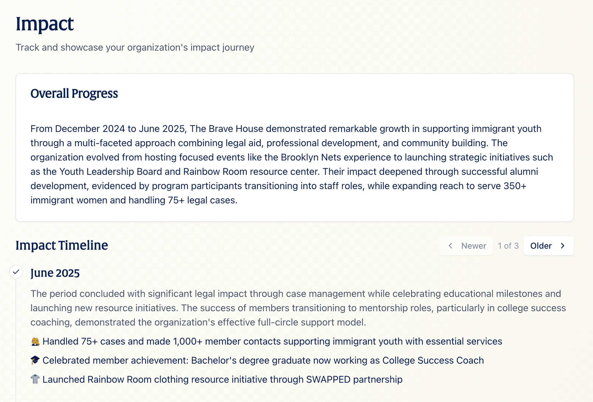 Impact analytics and verification data API